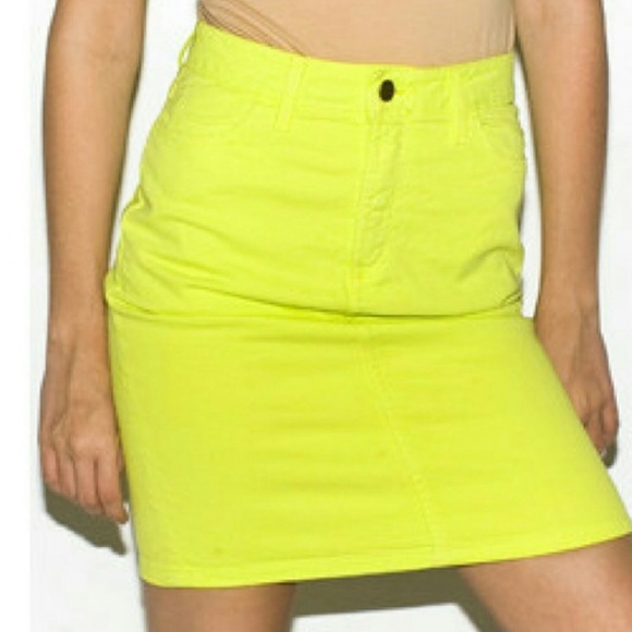 neon yellow denim skirt